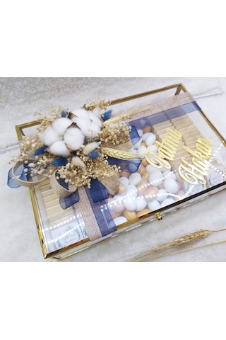 Metal Cam Kutuda Süslü Nişan Çikolatası 80 Adet