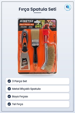 Fırça Seti 3 Parça Spatula Tel Fırçası Boyama Kazıma Temizlik Ev