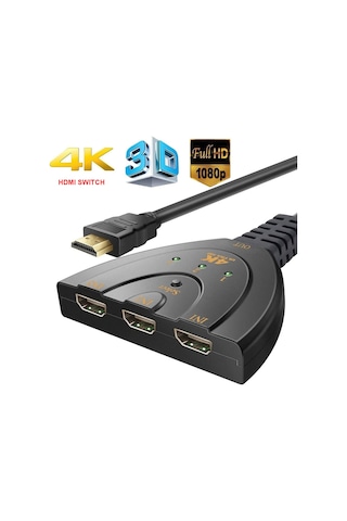 Hdmı 4k 3 Port Switch 3 İn 1 Hdmı Switcher Full Hd 1080p 3d Seçme Düğmeli