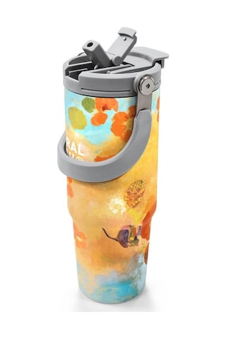 Coral High Çicek Desenli Pipetli Ve Direkt İçim Çelik Termos 900 Ml 38739 Çok Renkli