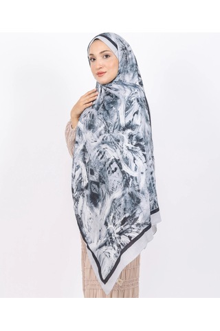 Luissa Bambu Kraş Şal Pastel Desen Siyah Gri