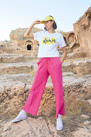 Monamise 23087 Kadın Kısa Kollu Eşofman Takımı-pembe Pembe