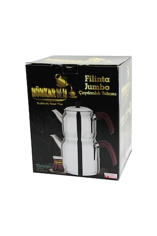 Jumbo Çelik Çaydanlık Seti 2l+4l Çift Kapaklı Kendinden Süzgeçli Sarı