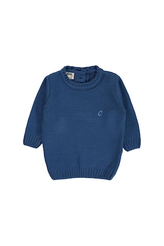 Civil Baby C Nakışlı Düz 6-18 Ay Kazak Mavi