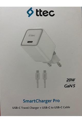 2tc20cb Ttec Smartcharger 20w Pd Gan Seyahat Hızlışarj Aleti+usb-c-usb-c 3a 120cm60w Hızlışarj Kablo