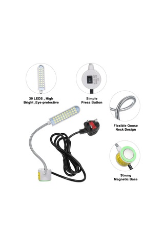 Springsun 2 Adet 30 Led Işıklı Dikiş Makinesi Aydınlatması - Beyaz Işık 5000k, 1.5m Kablolu, 110-240v Endüstriyel Dikiş Işığı Gösterildiği Gibi