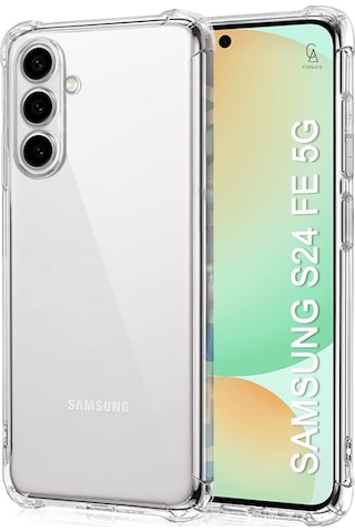 Samsung Galaxy S24 Fe Uyumlu Köşe Dolgulu Anti Şok Telefon Kılıfı Ve 5d Kırılmaz Cam Ekran Koruyucu Şeffaf