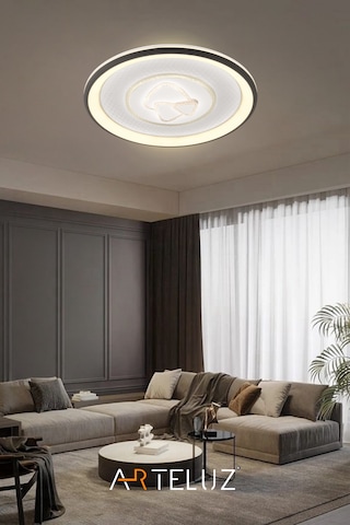Üçgen Model Modern Plafonyer Avize 50 Cm, 3 Renk Işık Siyah