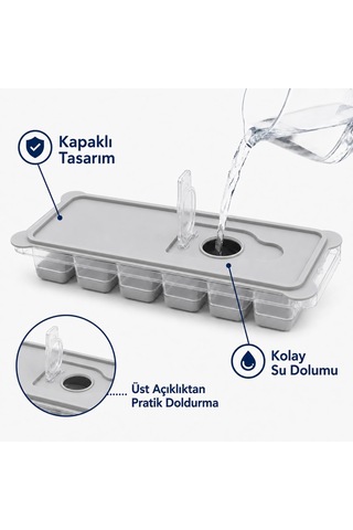 Buz Silikon Tabanlı Kapaklı Pratik Kokusuz Buzluk, Buz Kalıbı, Silikon Tabanlı Buz Kalıbı, Pratik Ve Esnek Siliko Diğer