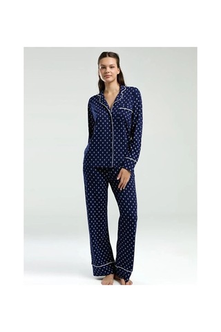 Angbutik Pierre Cardin Pc8950-s Kadın Gömlek Pijama Takım lacivert