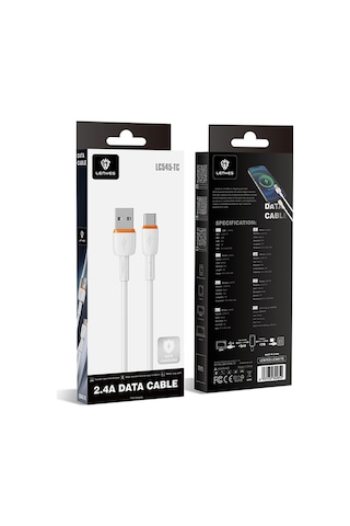 Lenyes Lc545 Type-c Usb Kablo Hızlı Şarj Özellikli Data Ve Şarj Kablosu 12w 1m Beyaz