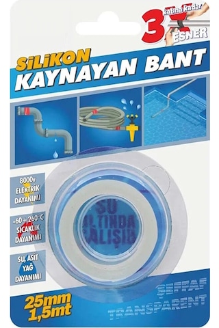 Silikon Kaynayan Tamir Bandı 25 MMx1.5mt Şeffaf Bant