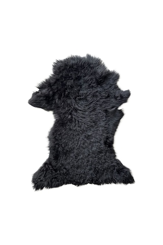 Gerçek Uzun Kıvırcık Tüylü Koyun Postu Siyah