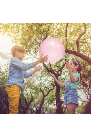 Geeroyoo Tpr Malzeme Şişirilebilir Balon Topu - Pembe Renk, 40cm Çap, Çanta Ve Üfleme Borusu Dahil