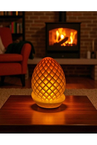 Ananas Desenli Dekoratif Gece Lambası El Yapımı Sarı Işık