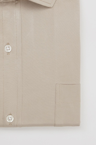 Büyük Beden Saten Erkek Gömlek-31722 Bej