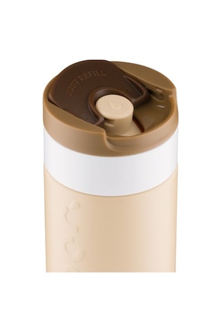 Dopper Travel Mug Yalıtımlı Termos Bardak 300 Ml - Toprak Kahvesi Açık Kahve / Beyaz