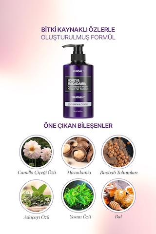 Yoğun Nemlendirici Ve Besleyici Saç Kremi Kundal Honey & Macadamia Protein Treatment Cherry Blossom