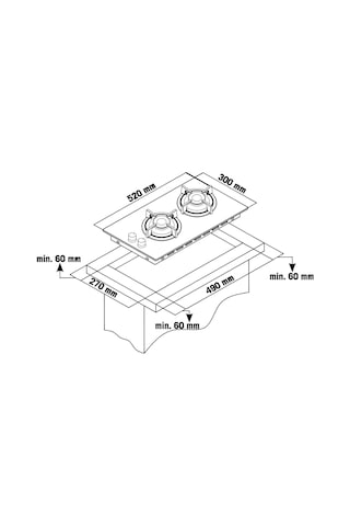 Simfer 3280 Domino Ankastre Cam Ocak 2g Emaye Izgara