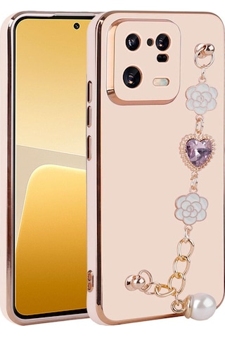 Xiaomi Mi 13 Pro Kılıf El Tutamaçlı Kamera Korumalı Zore Taka Silikon Kapak Pembe