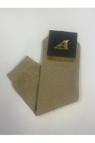 Simli Lycra Kadın Soket Çorap Pembe