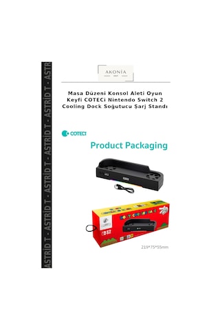 Masa Düzeni Konsol Aleti Oyun Keyfi Coteci Nintendo Switch 2 Cooling Dock Soğutucu Şarj Standı