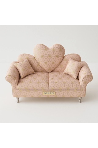 Berjer Figürlü Kadife Desenli Takı Bijuteri Mücevher Kutusu Biblo 24cm Krem İthal Ürün