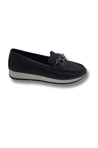 Tarzbu Kadın Siyah Taşlı Tokalı Comfort Loafer Ayakkabı, Rahat Taban, Düz Kadın Babet Ayakkabı Taslıtokalıtarzkl1 1961 Sıyah