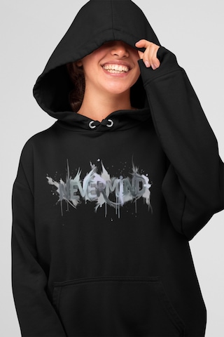 Oversize Baskılı Unisex Hoodie Sweatshirt Siyah