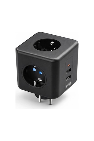 Ceylan Adam Akım Korumalı Küp Priz 3 Priz Girişi Ve 3 Usb Şarj Özellikli Standart