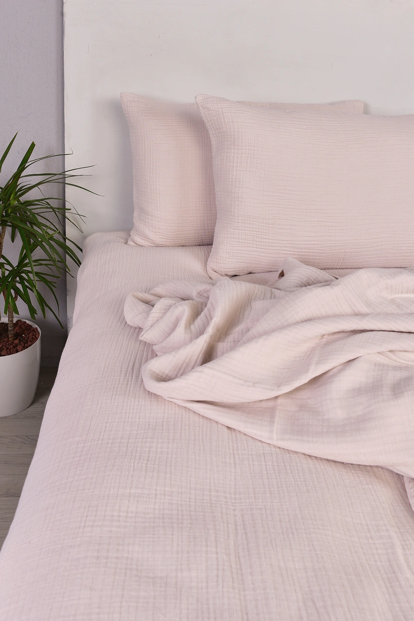 Müslin Çift Kişilik Nevresim Takımı Bej Bej