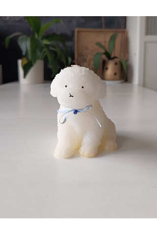 Köpek Figürlü Mum Beyaz 12 Cm