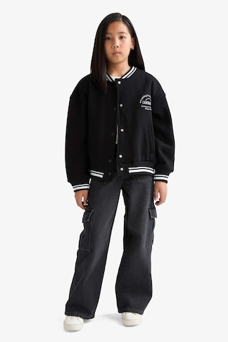 Defacto Kız Çocuk Okula Dönüş Slogan Baskılı Bisiklet Yaka Kalın Sweatshirt Kumaşı Hırka F2194a825aubk81 Siyah