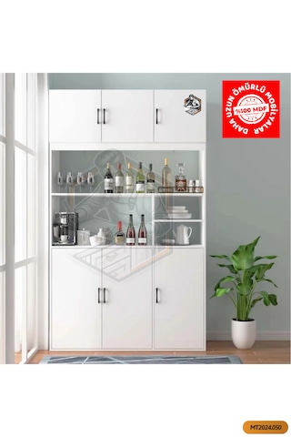 Tamamı Mdf 6 Kapaklı Açık Raflı Çok Amaçlı Mega Mutfak Dolabı/kil