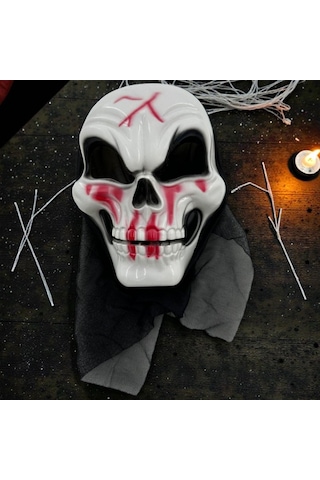 Yüksek Kalite Tüllü Beyaz Kanlı Kuru Kafa Maskesi Cadılar Bayramı Korku Maskesi Skull Halloween Mask