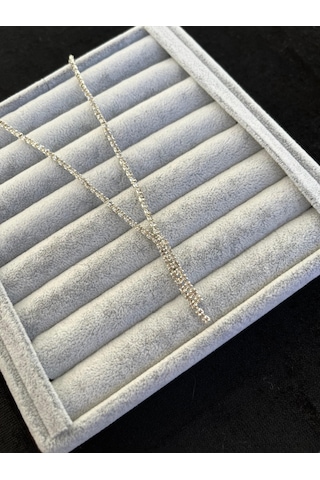 Gümüş Renk Zirkon Su Yolu Abiye Kadın Kolye