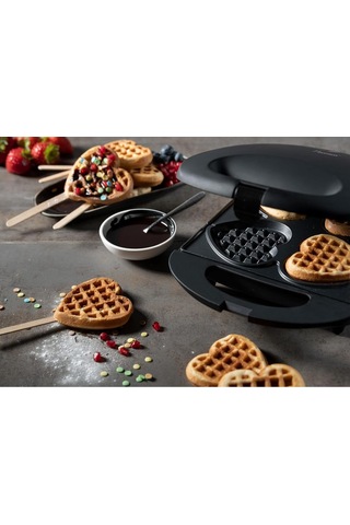 Bestron Saplı Kalp Waffle'lar Için Waffle Makinesi Mutfak Ekipmanları Siyah 189436779
