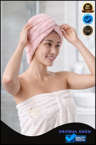Mikrofiber Saç Havlusu Hızlı Kuruyan, Yumuşak Ve Hafif Farklı Renk Seçenekleri Pembe