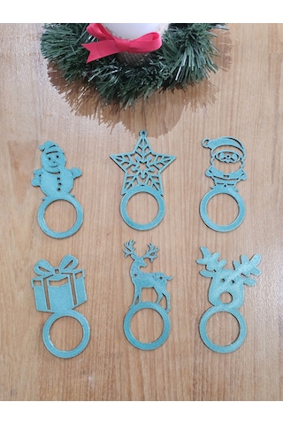 Bezos 6'lı Yılbaşı Peçete Halkası Seti Noel Sofra Süsü Dekoratif Peçete Yüzüğü Bezos1 Çok Renkli