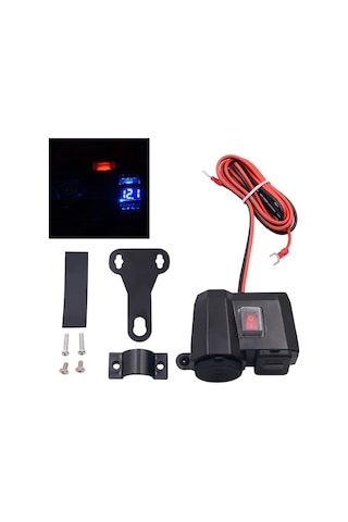 Motorsiklet İçin Çok Fonksiyonlu Usb Şarj Cihazı Ve Voltmetre, Su Geçirmez, 2.1a Çift Portlu