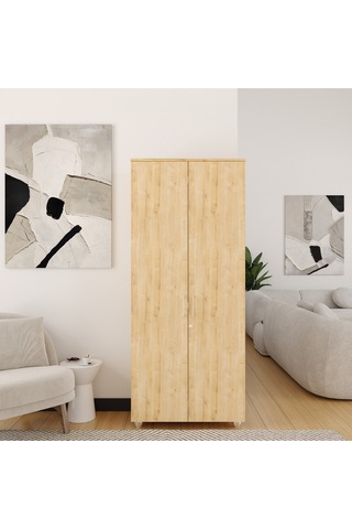 Kilitli Ve Bölmeli Çok Amaçlı Dolap, Ofis Ve Ev İçin Kilitlenebilir Ahşap Dolap, 190x80x40cm Safir Meşe