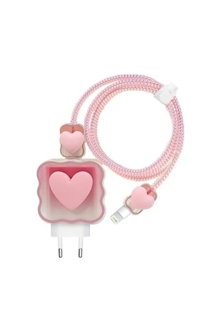 Şarj Aleti Kılıfı & Kablo Koruyucu Set İphone 18w/20w Uyumlu Adaptör Kılıfı, Kablo Düzenleyici, Şarj