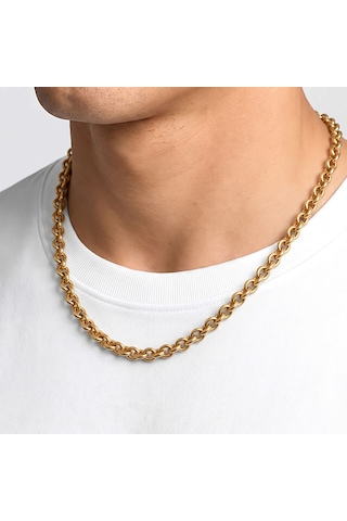 Premium Parlak Ve Şık Mariner Zincir Erkek 316l Çelik Kolye 6mm 55cm 3183eck045 - Gold Renk Altın