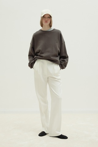 Suud Collection Kahverengi Logolu Oversize Sweatshirt Kahve