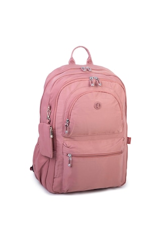 Nas Bag Unisex Büyük Boy Hafif Çok Gözlü Sırt Çantası Gül Kurusu Gül Kurusu