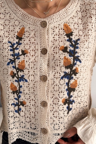 Femelle Kadın Bej Standart Beden Nakış İşlemeli Bluz