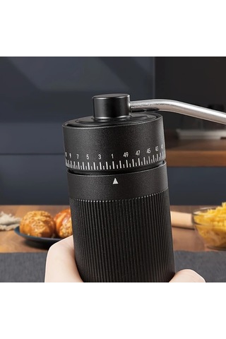 Honeybeeshop Premium Manuel Kahve Değirmeni Siyah Ahşap Saplı Paslanmaz Çelik Gövdeli Ayarlanabilir Öğütme