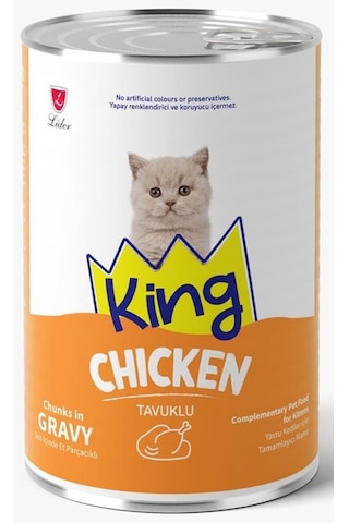 King Et Parçacıklı Tavuklu Yavru Kedi Konserve 400 Gr 24 Adet