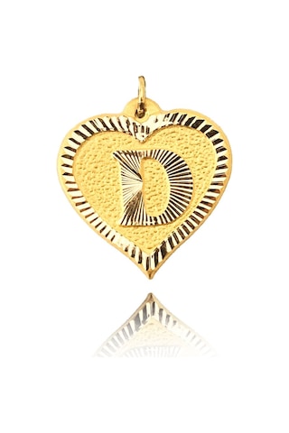 0.25 Gram 14 Ayar D Harfi Kalp Kolye Ucu