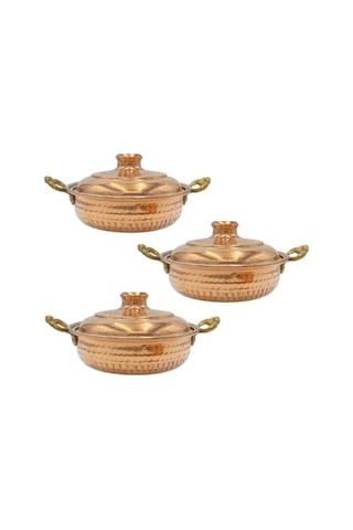 Bakır Tava Derin Kapaklı 6'lı Set Bakır